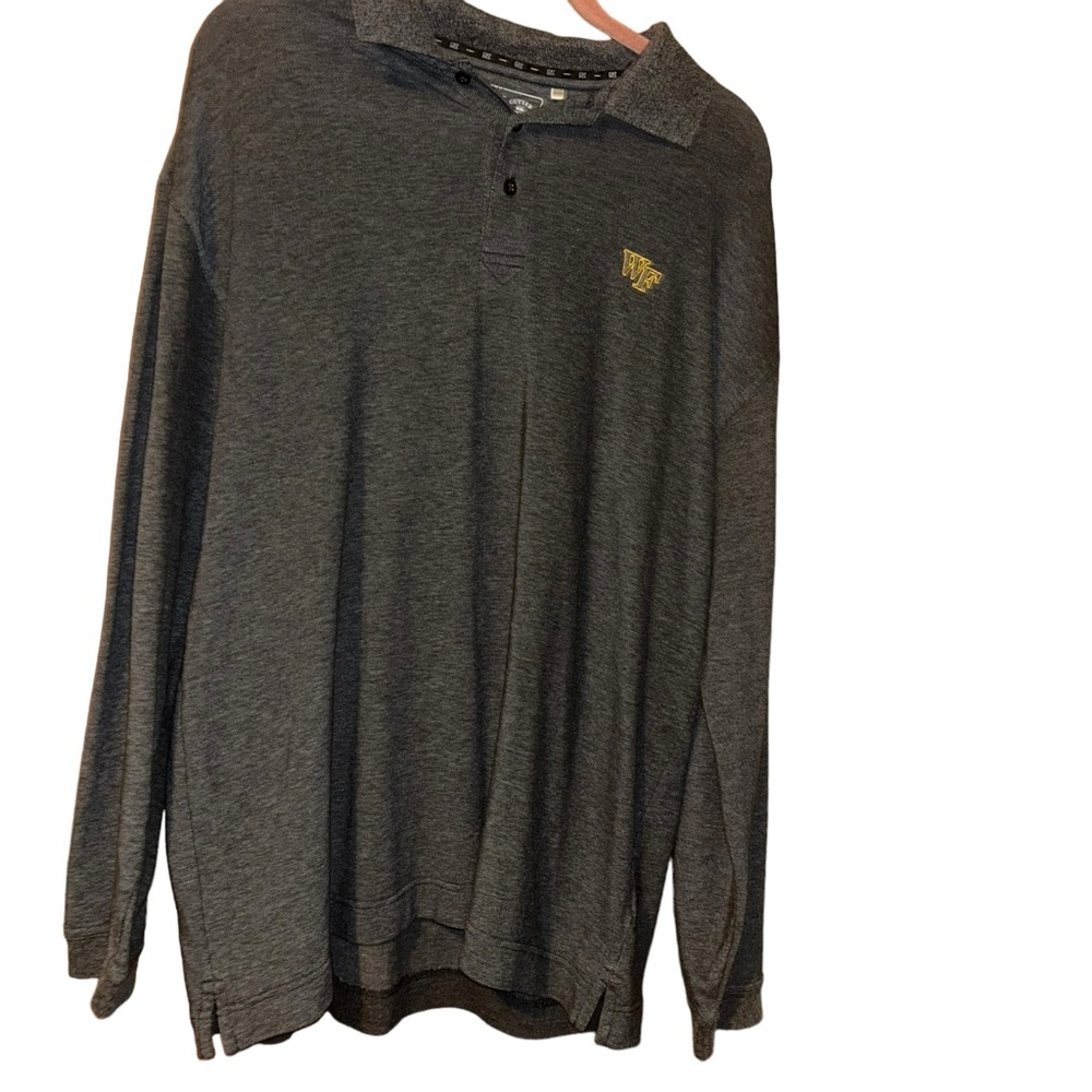 Cutter & buck Wake Forest Demon Deacons gray long sleeve Polo Shirt size XL